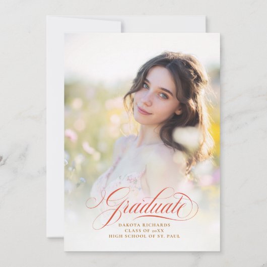 Wildflower Floral Elegant Garden Herfst Afstuderen Kaart (Achterkant)