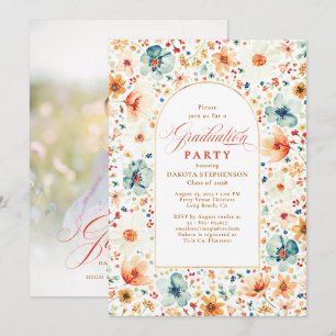 Wildflower Floral Elegant Garden Herfst Afstuderen Kaart