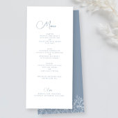 Wildflower Floral Elegant Stoffig Blauw Bruiloft M Menu