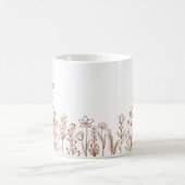 Wildflower Floral elke kleur lijn getekend bruidsm Koffiemok (Center)