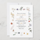 Wildflower Floral Frame Elegant QR Code Wedding Kaart (Voorkant)