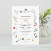 Wildflower Floral Frame Elegant QR Code Wedding Kaart (Staand voorkant)