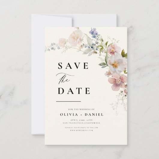 Wildflower Floral Garden Boho Save the Date (Voorkant)