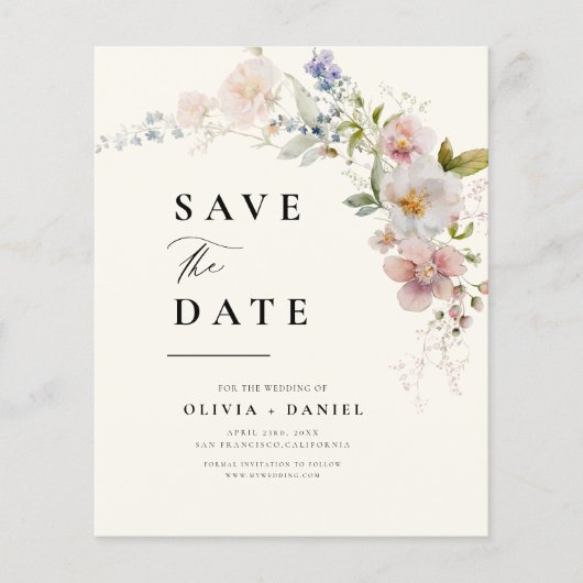 Wildflower Floral Garden Boho Save the Date (Voorkant)