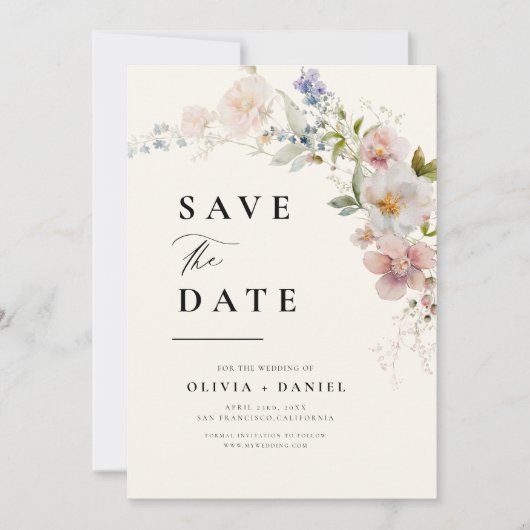 Wildflower Floral Garden Boho Save the Date (Voorkant)