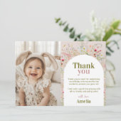 Wildflower Floral Garden Girl Verjaardagsfoto Bedankkaart (Staand voorkant)