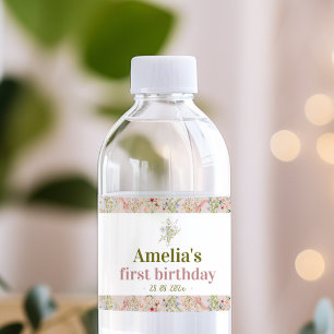 Wildflower Floral Garden Verjaardag Water Bottle L Waterfles Etiket