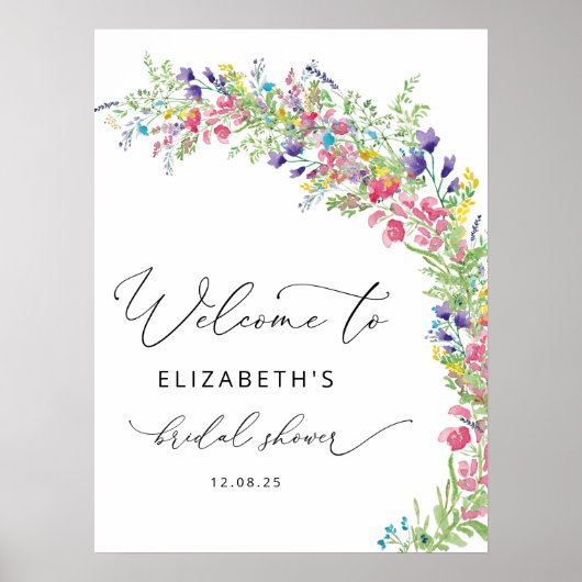 Wildflower Floral Garden Vrijgezellenfeest Welkom Poster (Voorkant)