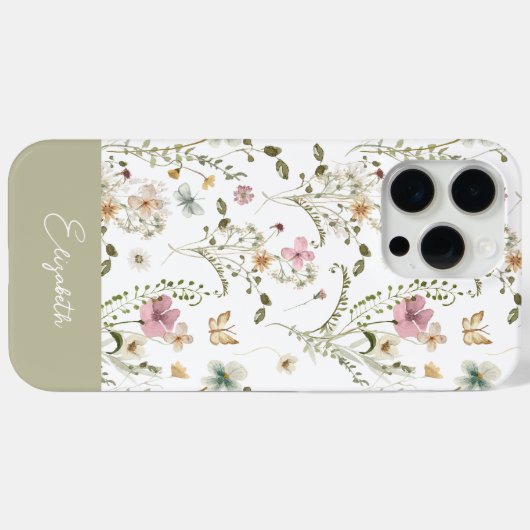 Wildflower Floral gepersonaliseerde naam Case-Mate iPhone Case (Achterkant (horizontaal))