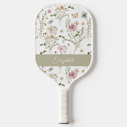 Wildflower Floral gepersonaliseerde naam Pickleball Paddle (Voorkant)