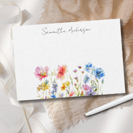 Wildflower Floral gepersonaliseerde platte noot Ka Notitiekaartje