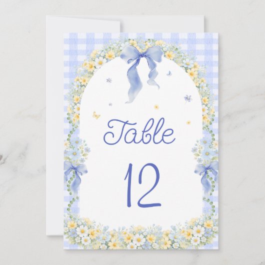Wildflower Floral Gingham Table Number (Voorkant)