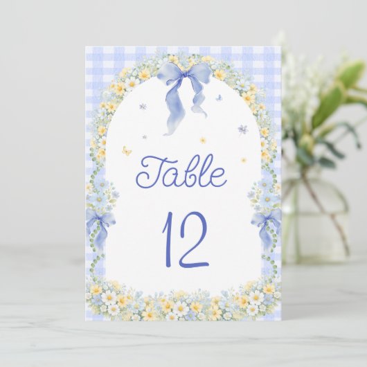 Wildflower Floral Gingham Table Number (Staand voorkant)