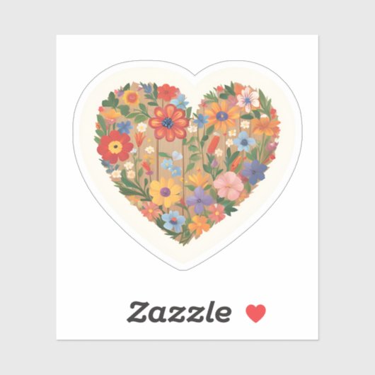 Wildflower Floral Heart | Bloemen  kleurrijk Sticker (Vel)
