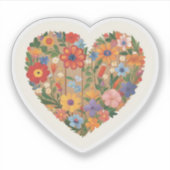 Wildflower Floral Heart | Bloemen  kleurrijk Sticker (Voorkant)