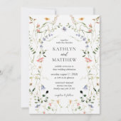 Wildflower Floral Krans Tuin Waterverf Bruiloft Kaart (Voorkant)