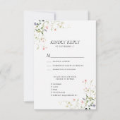 Wildflower Floral Krans Tuin Waterverf Bruiloft RSVP Kaartje (Voorkant)