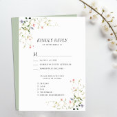 Wildflower Floral Krans Tuin Waterverf Bruiloft RSVP Kaartje
