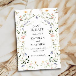 Wildflower Floral Krans Tuin Waterverf Bruiloft Save The Date