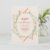 Wildflower Floral Lijst Baby shower Kaart (Staand voorkant)