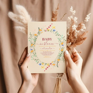 Wildflower Floral Lijst Baby shower Kaart