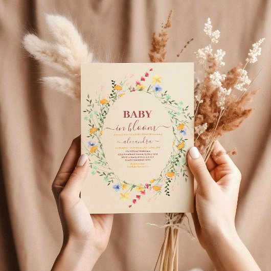 Wildflower Floral Lijst Baby shower Kaart