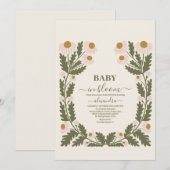 Wildflower Floral Lijst Baby shower Kaart (Voorkant / Achterkant)