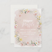 Wildflower Floral Lijst Diapper Raffle Informatiekaartje (Voorkant / Achterkant)