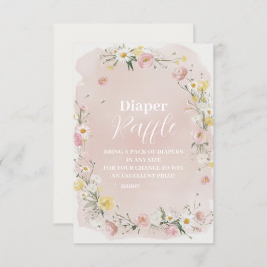 Wildflower Floral Lijst Diapper Raffle Informatiekaartje (Voorkant / Achterkant)