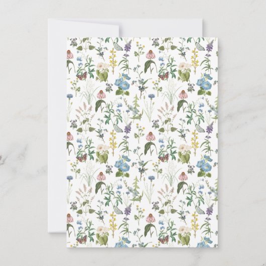 Wildflower Floral Meadow Lente Bruiloft Details Kaart (Achterkant)