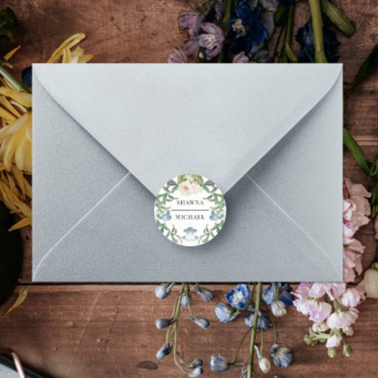 Wildflower Floral Meadow Lente Bruiloft Seals Ronde Sticker