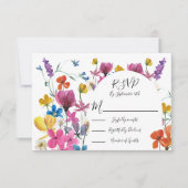 Wildflower Floral Meadow response cards RSVP (Voorkant)