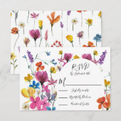 Wildflower Floral Meadow response cards RSVP (Voorkant / Achterkant)