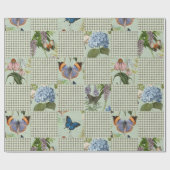 Wildflower Floral Meadow Sage Check Decoupage Cadeaupapier (Vlak)