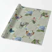Wildflower Floral Meadow Sage Check Decoupage Cadeaupapier (Uitgerold)