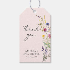Wildflower Floral Meisje Baby shower Dank u Cadeaulabel