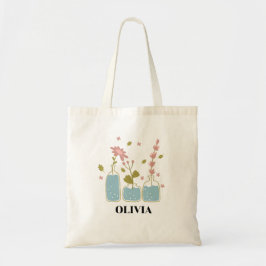 Wildflower Floral Monogram Naam Tote Bag