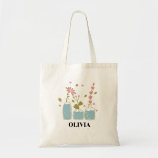 Wildflower Floral Monogram Naam Tote Bag