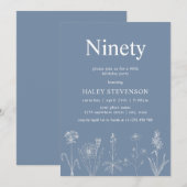 Wildflower Floral negentig stoffig blauw 90ste ver Kaart (Voorkant / Achterkant)