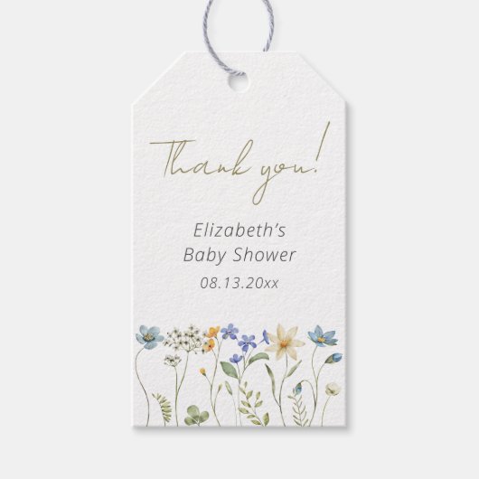Wildflower Floral Neutraal Baby shower Favoriet Cadeaulabel (Voorkant)