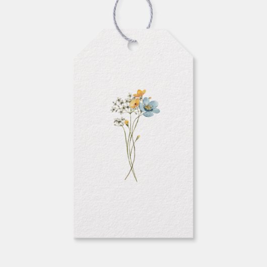Wildflower Floral Neutraal Baby shower Favoriet Cadeaulabel (Achterkant)