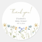 Wildflower Floral Neutraal Baby shower Ronde Sticker (Voorkant)