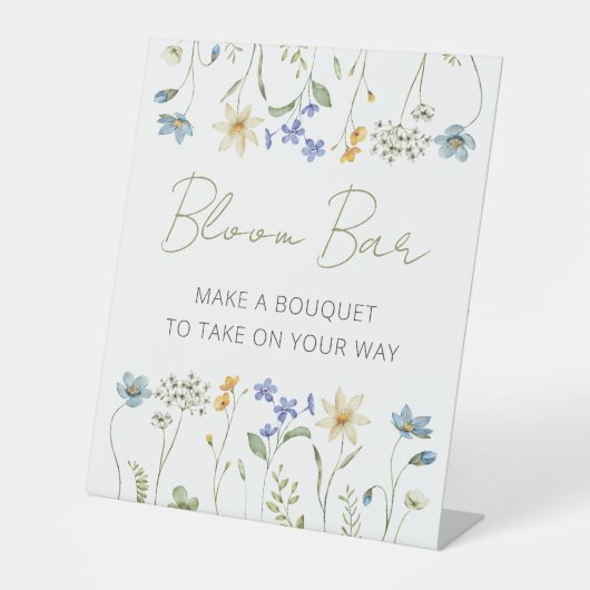 Wildflower Floral Neutral Bloom Bar Reclamebord Met Voetstuk (Voorkant)