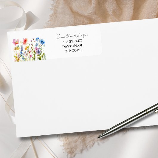Wildflower Floral Personalized Return Address Etiket