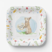 Wildflower Floral Peter Rabbit Heart Waterverf Papieren Bordje (Voorkant)