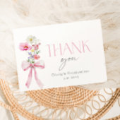 Wildflower Floral Pink Bow Graduation Bedankkaart