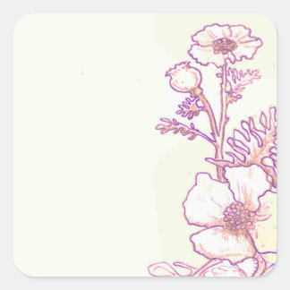 Wildflower Floral Poppy bloemschets Stickers