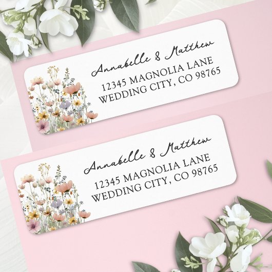 Wildflower Floral Return Address Etiket