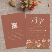 Wildflower Floral Terracotta Meal Options QR code RSVP Kaartje