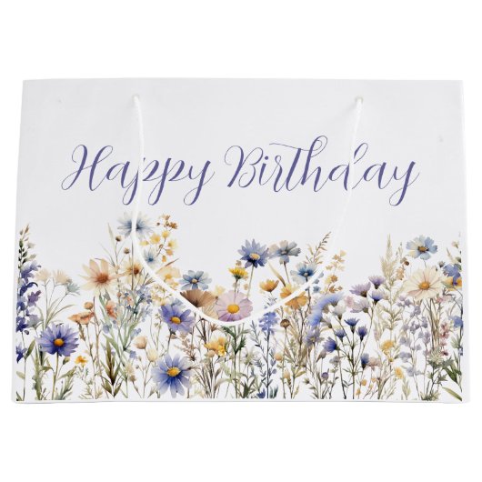 Wildflower Floral Verjaardag Groot Cadeauzakje (Voorkant)